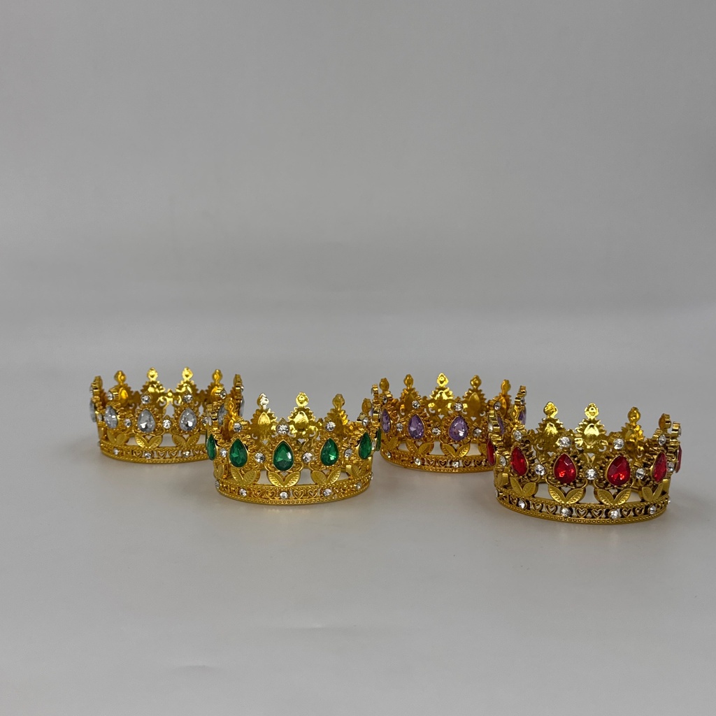 CORONA TROQUELADA C/ PIEDRITAS DORADO 8 CM 1207A